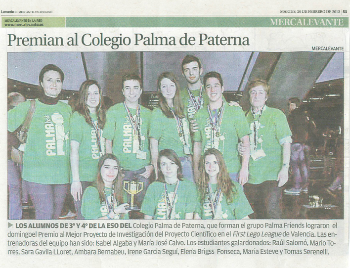 El Colegio Palma gana premio en la First Lego League